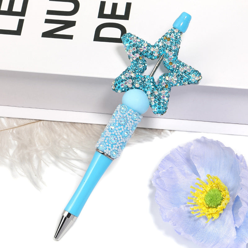 Gypsy rhinestone hollow pentagram soft pottery mud beads heavy industry beads DIY cute grain bead pen mobile phone chain accessories