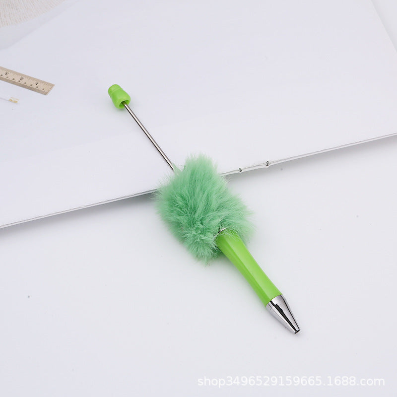 Creative DIY pen plush bead pen, macaron plush touch handmade gift bunny plush decorative ballpoint pen