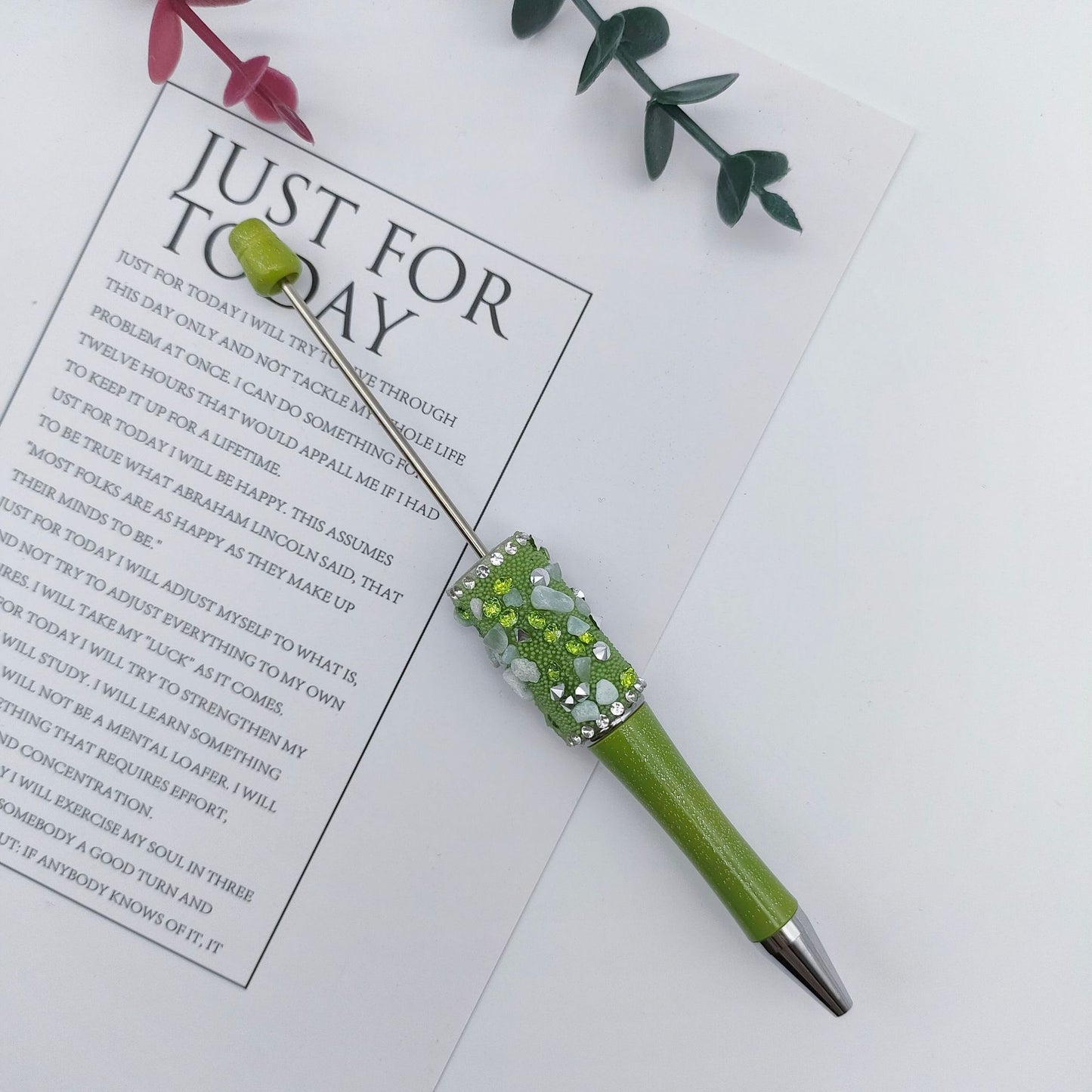 Cross-border random drilling shell gravel bead pen macaron random stone broken diamond DIY pen, spot creative rotary pen