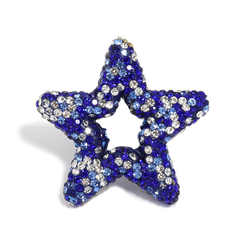 Gypsy rhinestone hollow pentagram soft pottery mud beads heavy industry beads DIY cute grain bead pen mobile phone chain accessories