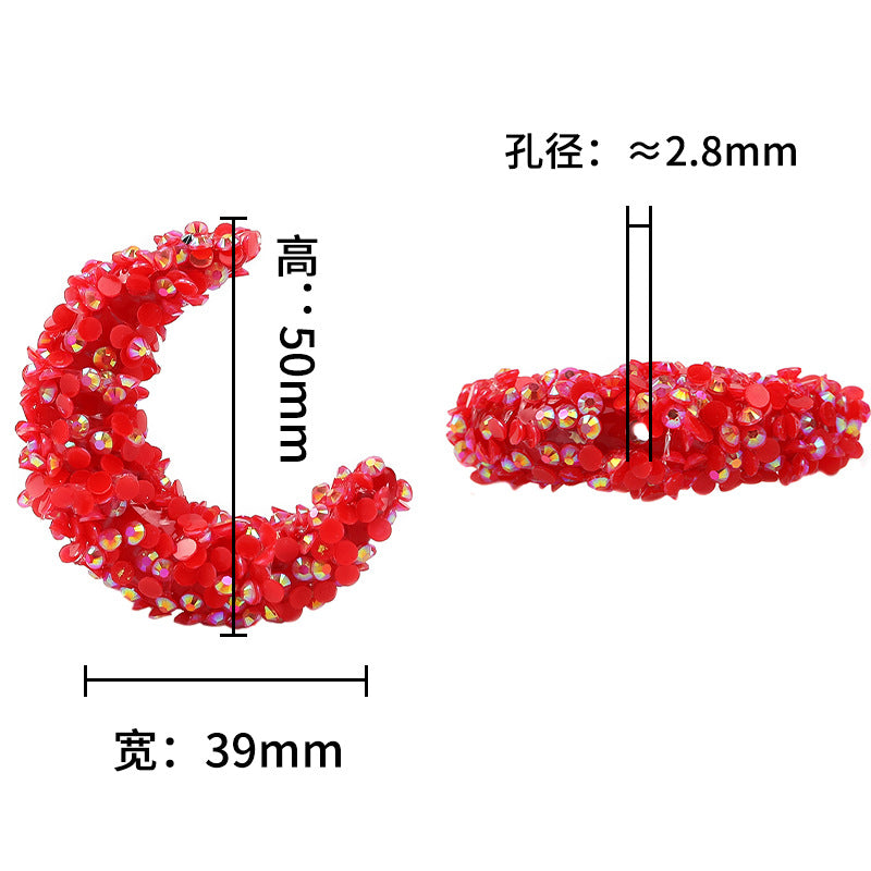 Cross-border TK jelly color big moon resin drill beads horizontal hole acrylic beads DIY jewelry accessories beaded loose beads