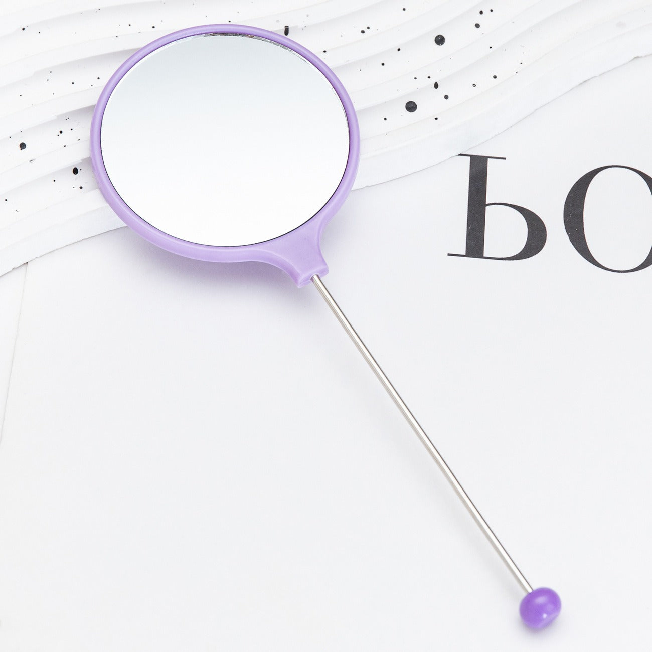 Handheld round DIY beaded small mirror, portable high definition mirror handheld mirror girls special handle makeup mirror