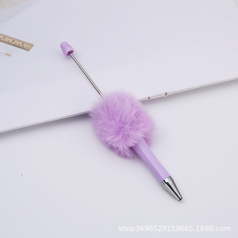 Creative DIY pen plush bead pen, macaron plush touch handmade gift bunny plush decorative ballpoint pen