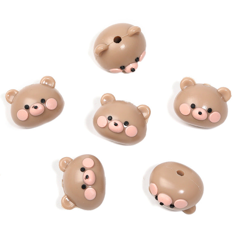 Cartoon eco-friendly silicone KT cat through-hole beads Sanrio strawberry bear doll beaded DIY mobile phone chain accessories