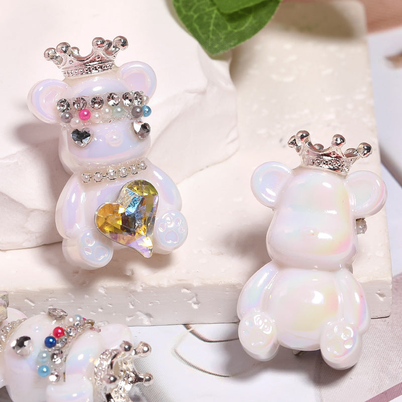 Cross-border hot sale crown bear acrylic beads violent bear through-hole beads DIY mobile phone chain beads loose beads wholesale