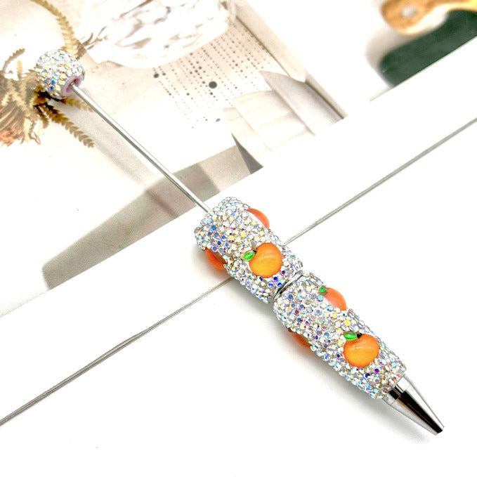 Fruit patch full diamond bead pen exquisite design shining full diamond writing smooth and realistic fruit patch decorative pen