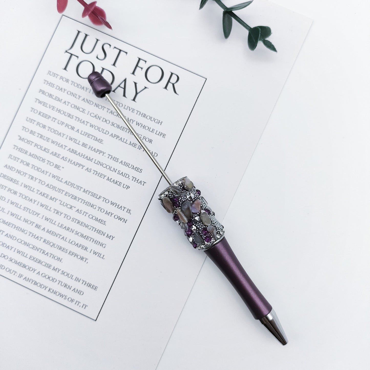 Cross-border random drilling shell gravel bead pen macaron random stone broken diamond DIY pen, spot creative rotary pen