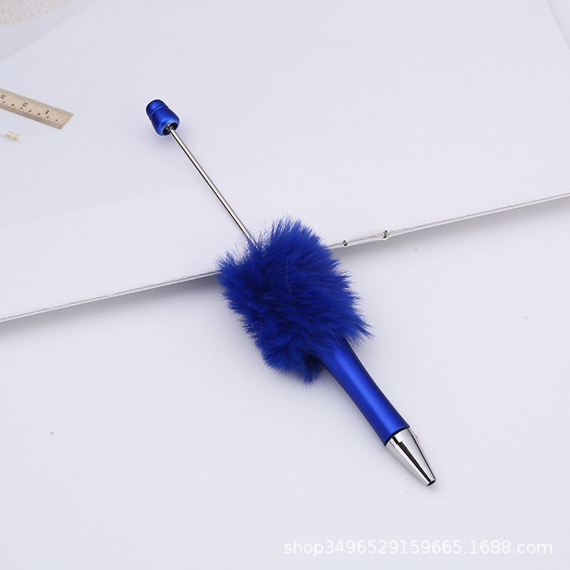 Creative DIY pen plush bead pen, macaron plush touch handmade gift bunny plush decorative ballpoint pen