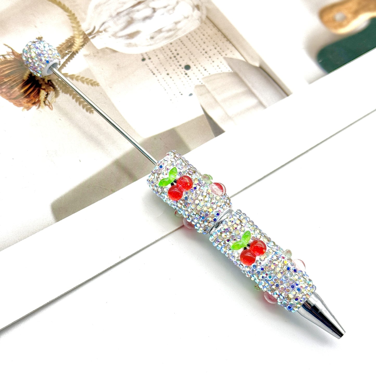 Fruit patch full diamond bead pen exquisite design shining full diamond writing smooth and realistic fruit patch decorative pen