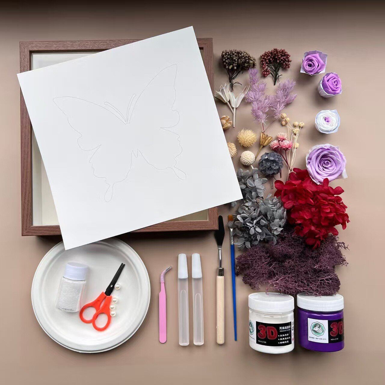 Butterfly Preserved Flower Shadow Box or DIY Kit | Hand‑Finished Forever Flower Wall Art