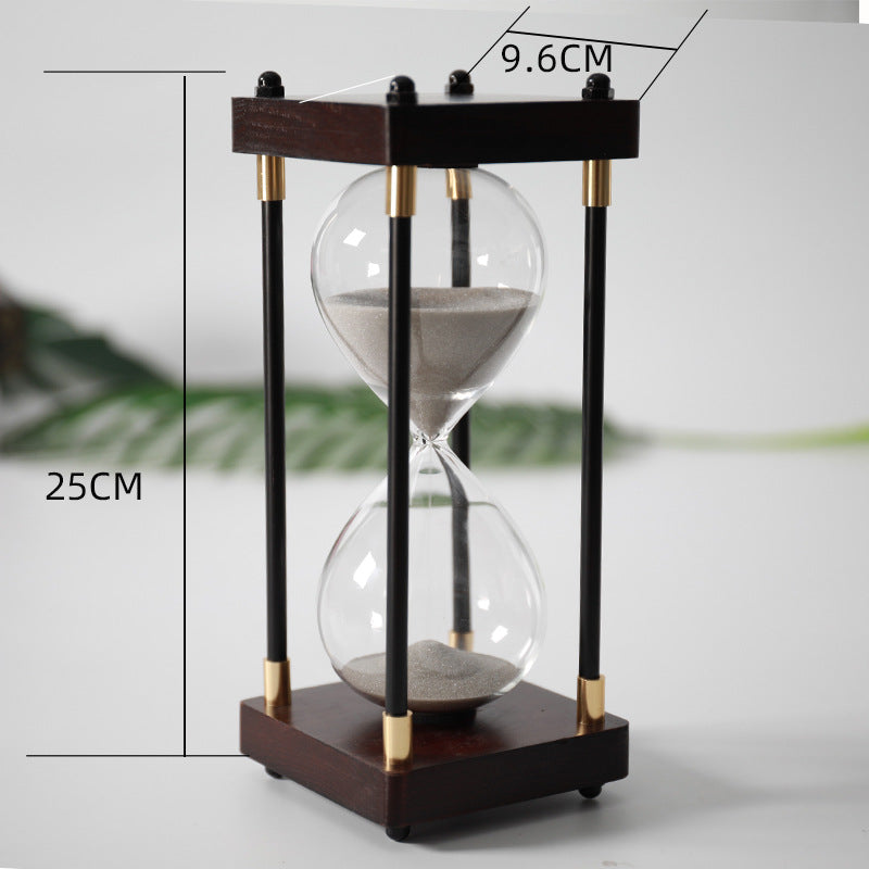 Wood‑Frame and Bronze Metal Sand Hourglass | Multi‑Color Decorative Sand Timer⏳