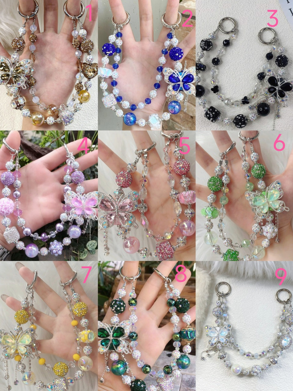 Handmade Luxury Green Dragonfly Rhinestone Beaded Phone Wrist Strap | Vintage Heavy Alloy Pendant Crystal Phone Charm Chain