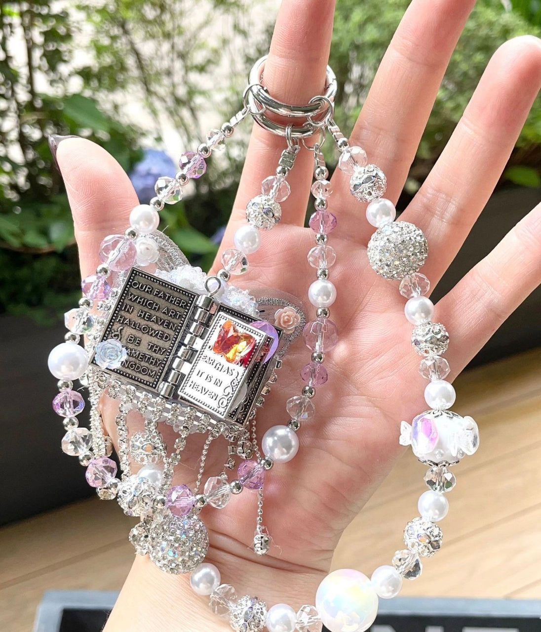 Handmade Luxury Green Dragonfly Rhinestone Beaded Phone Wrist Strap | Vintage Heavy Alloy Pendant Crystal Phone Charm Chain