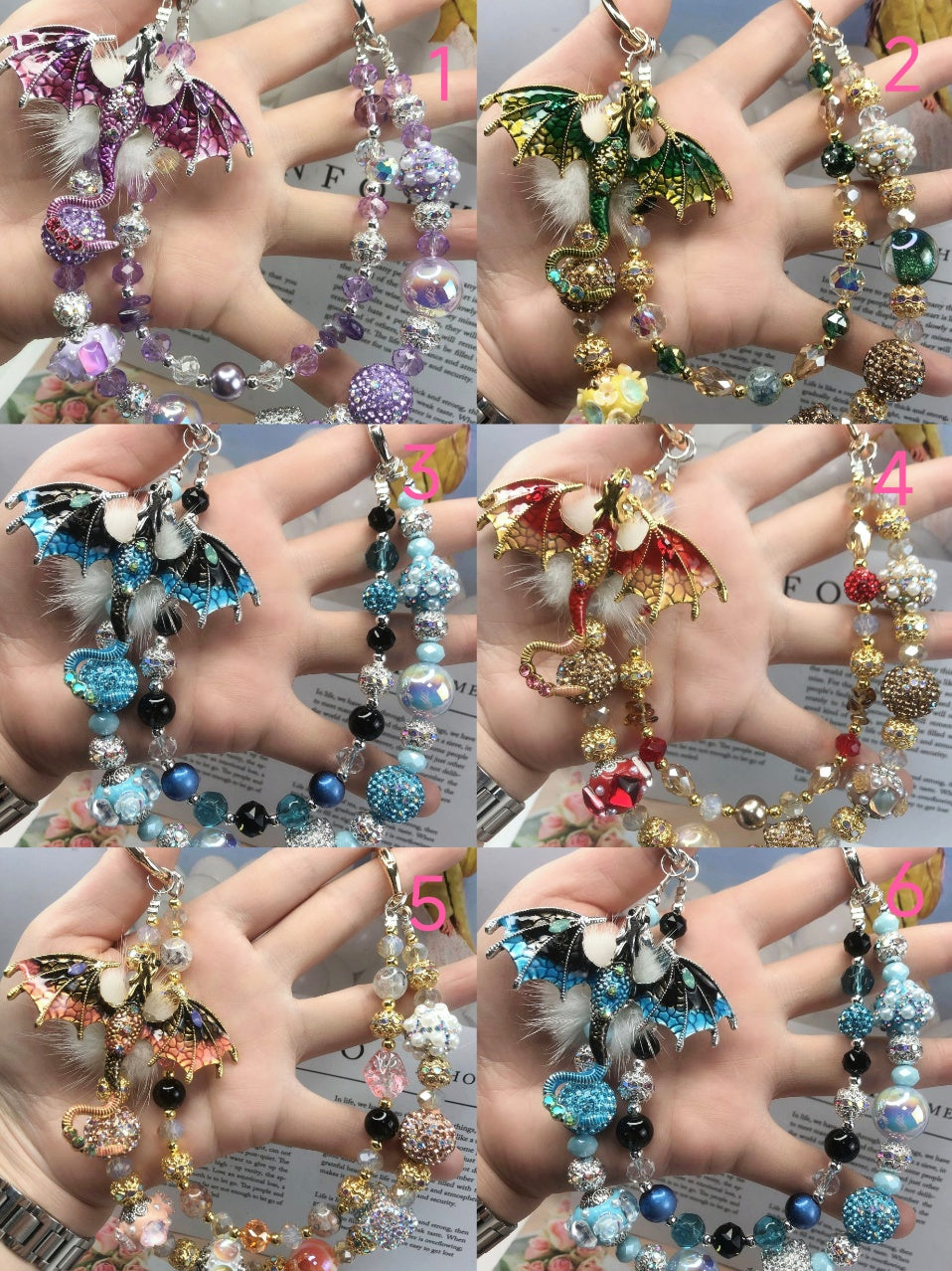 Handmade Luxury Green Dragonfly Rhinestone Beaded Phone Wrist Strap | Vintage Heavy Alloy Pendant Crystal Phone Charm Chain
