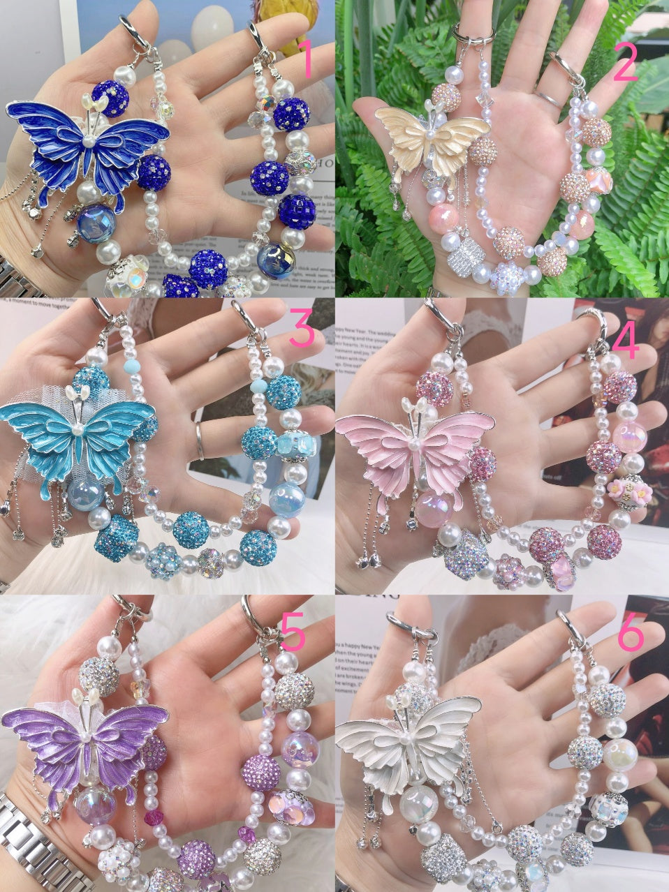 Handmade Luxury Green Dragonfly Rhinestone Beaded Phone Wrist Strap | Vintage Heavy Alloy Pendant Crystal Phone Charm Chain