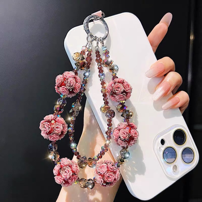 Handmade Luxury Green Dragonfly Rhinestone Beaded Phone Wrist Strap | Vintage Heavy Alloy Pendant Crystal Phone Charm Chain
