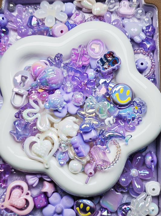 🔥🔥 NEW【For Jewelry/Bag Chain/Key Chain 】Beads Only of Purple Cherry Blossom Flourishing Series