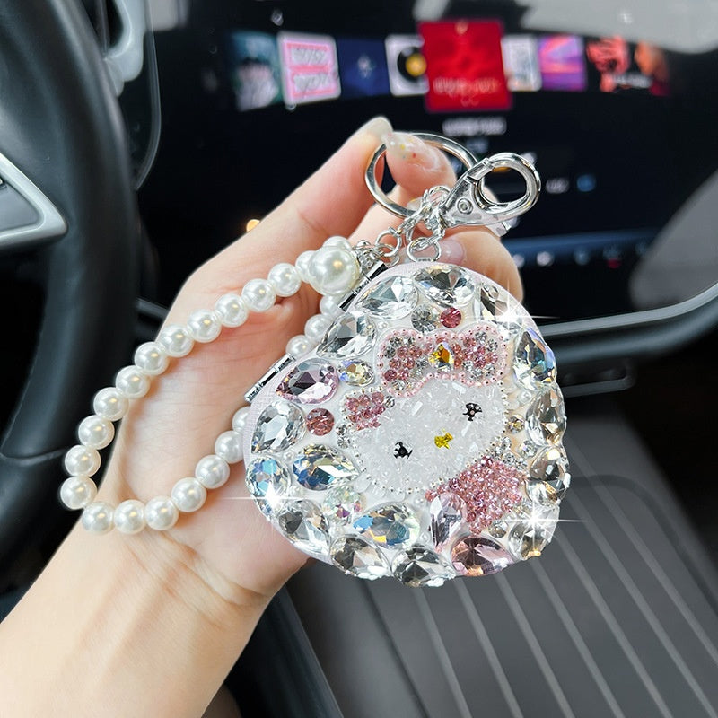 Aesthetic Accessories include Car Decor BagCharm Bling Bear Carkey Antilost Keychaim Handmade Adorable knit doll charm and etc