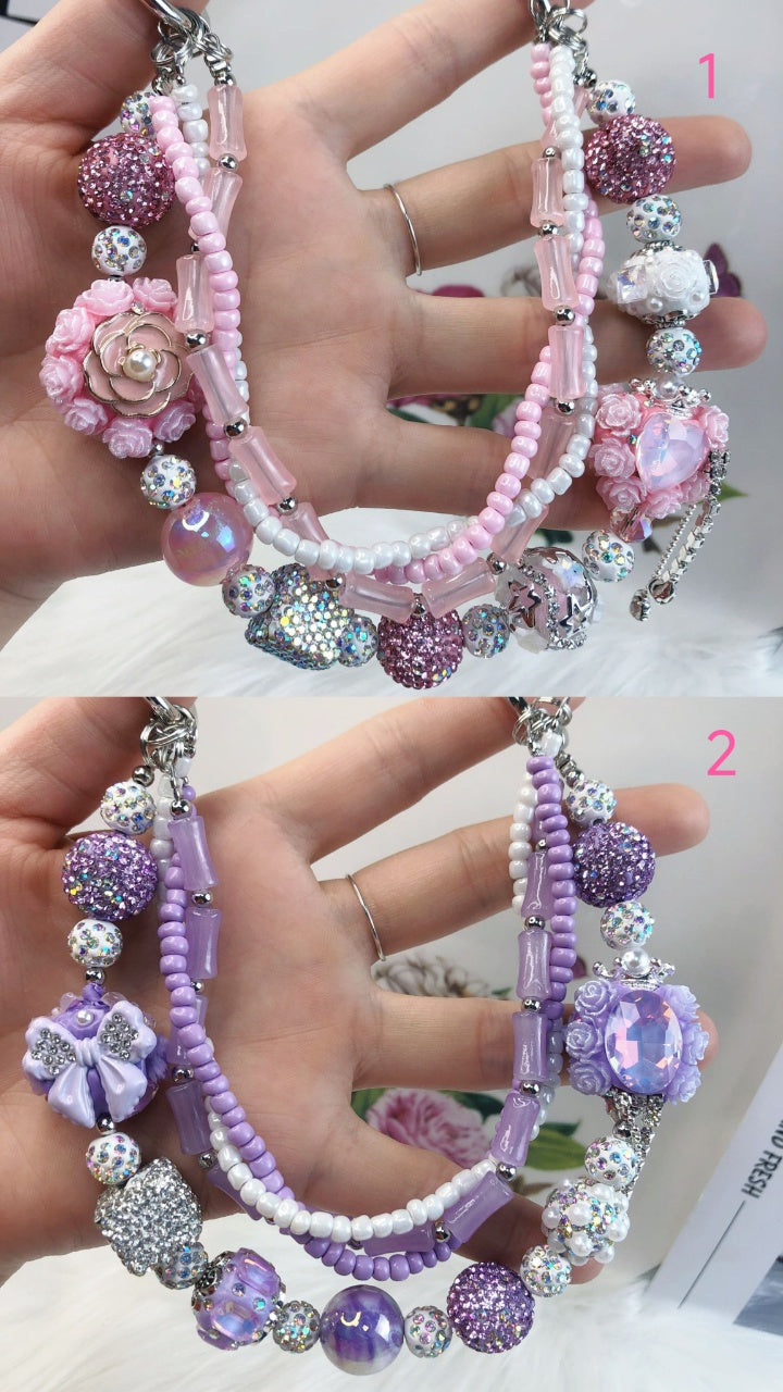 Handmade Luxury Green Dragonfly Rhinestone Beaded Phone Wrist Strap | Vintage Heavy Alloy Pendant Crystal Phone Charm Chain