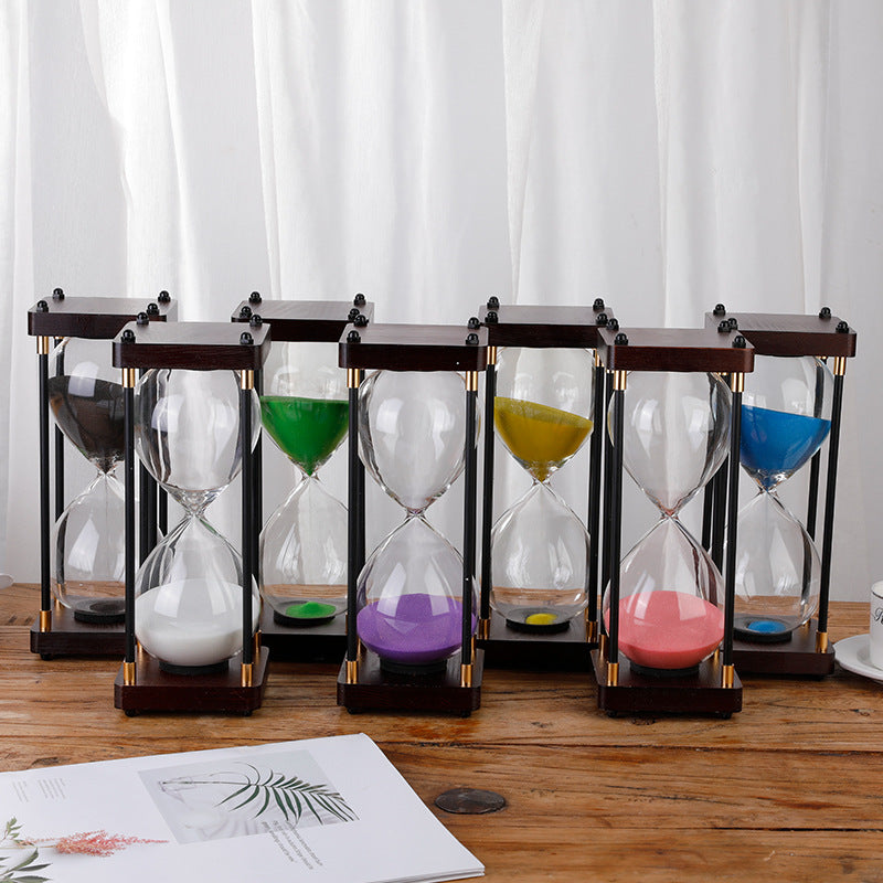 Wood‑Frame and Bronze Metal Sand Hourglass | Multi‑Color Decorative Sand Timer⏳
