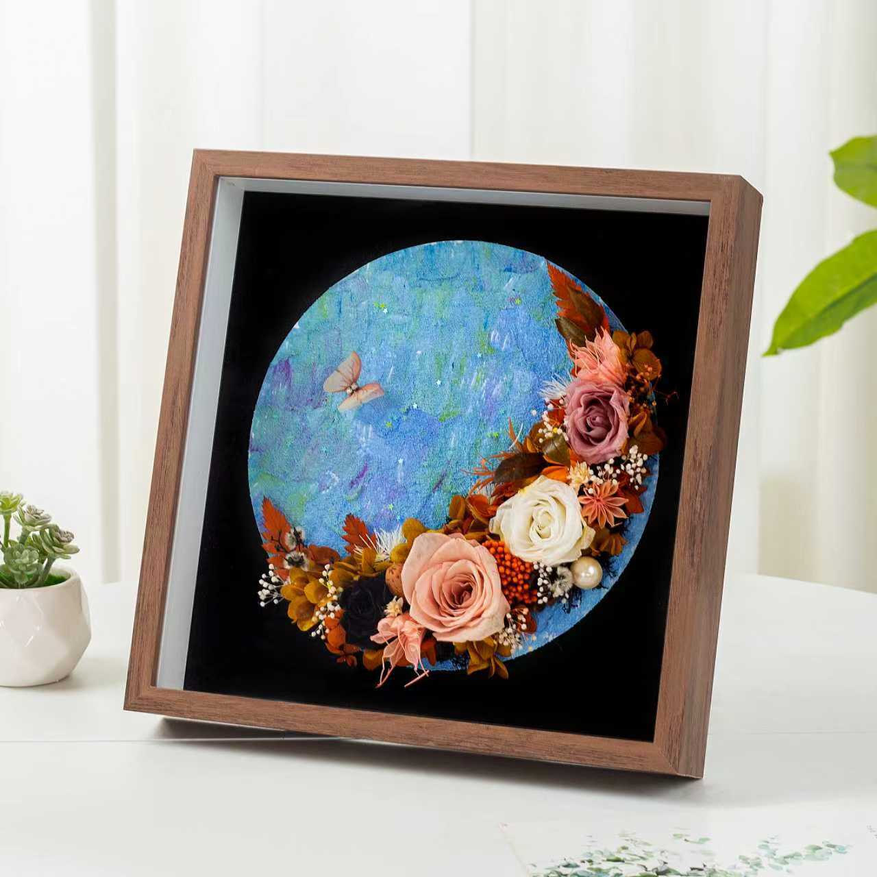 Butterfly Preserved Flower Shadow Box or DIY Kit | Hand‑Finished Forever Flower Wall Art