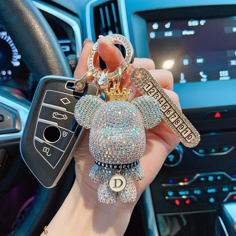 Aesthetic Accessories include Car Decor BagCharm Bling Bear Carkey Antilost Keychaim Handmade Adorable knit doll charm and etc