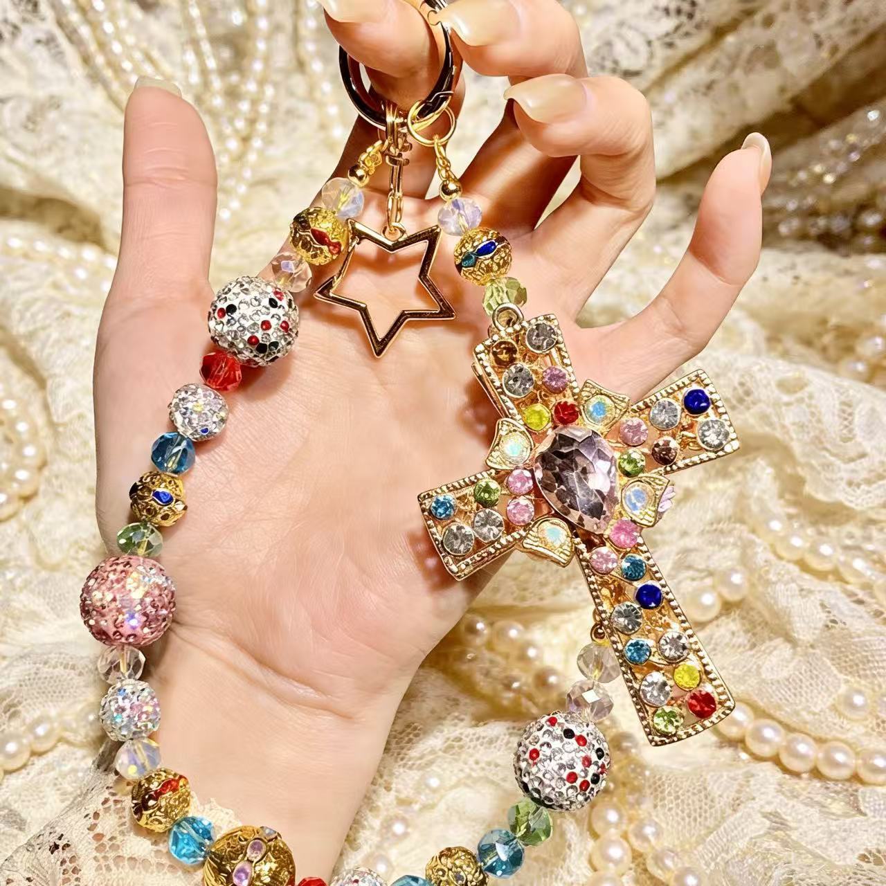 Handmade Luxury Green Dragonfly Rhinestone Beaded Phone Wrist Strap | Vintage Heavy Alloy Pendant Crystal Phone Charm Chain