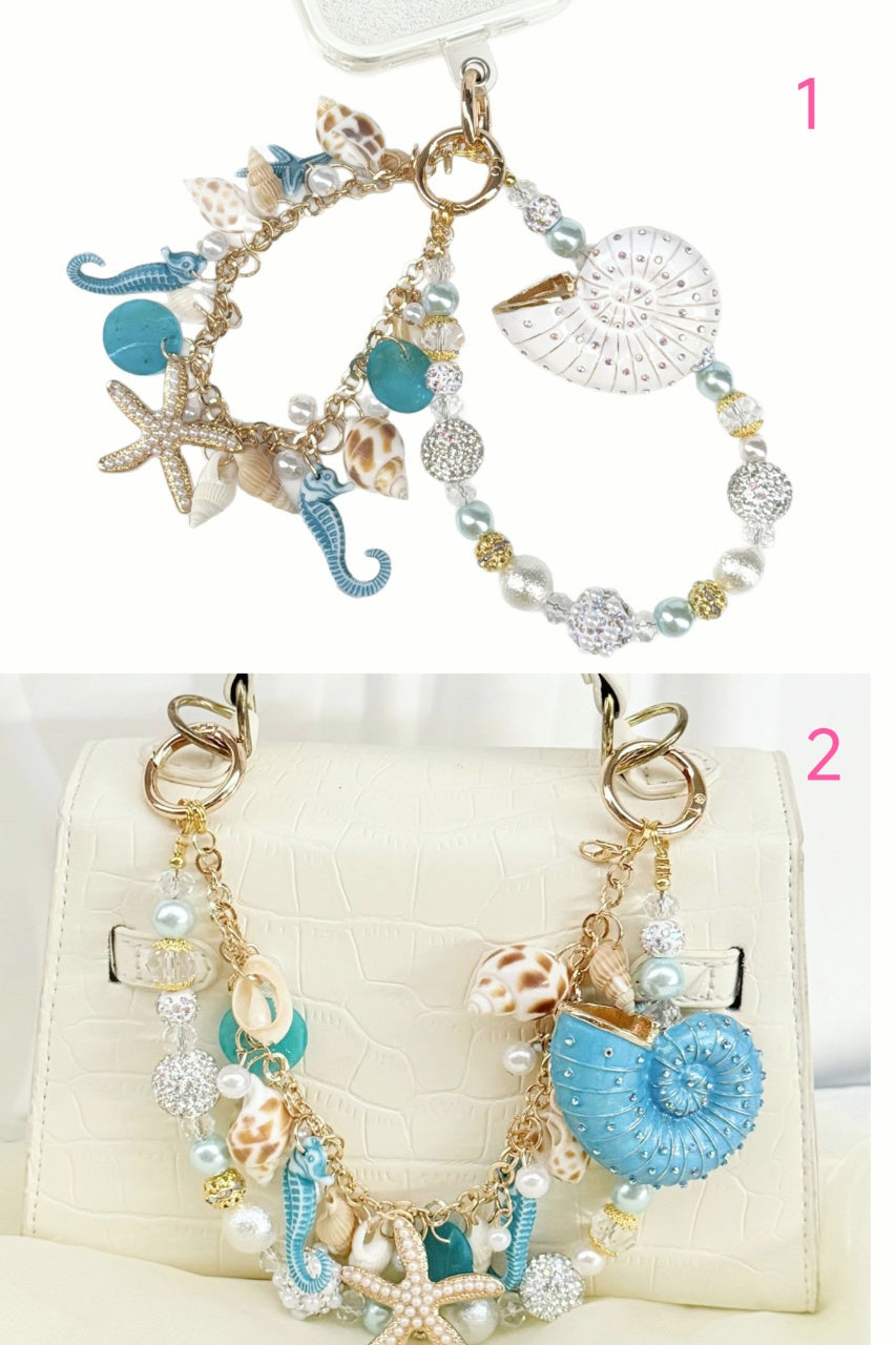 Handmade Luxury Green Dragonfly Rhinestone Beaded Phone Wrist Strap | Vintage Heavy Alloy Pendant Crystal Phone Charm Chain