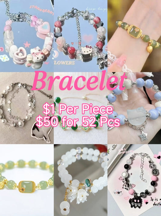 CLEAR OUT-Beaded Bracelets of Handmade Natural Crystal Stone- 87 Pcs Inventory left only