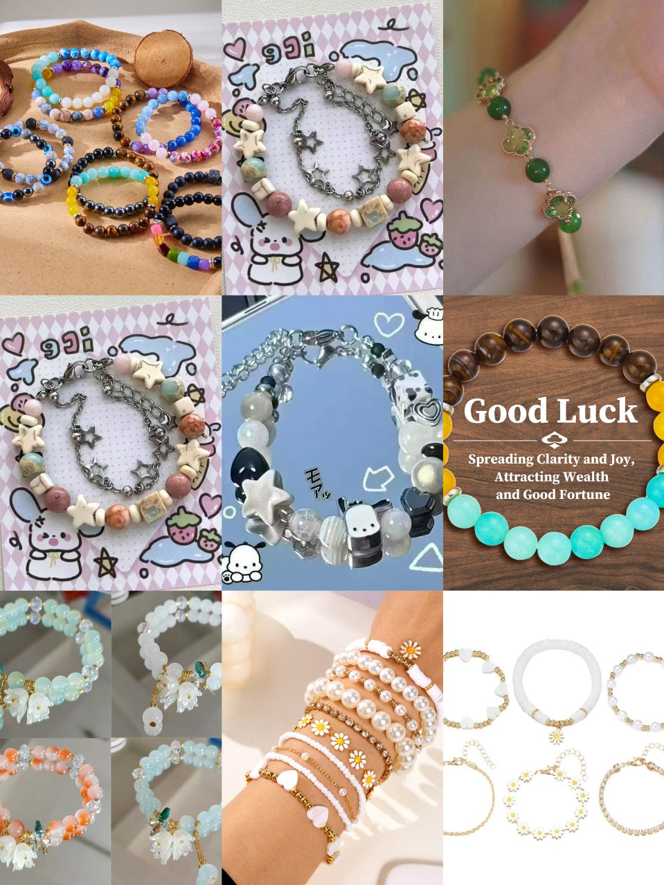 Beaded Bracelets of Handmade Natural Crystal Stone