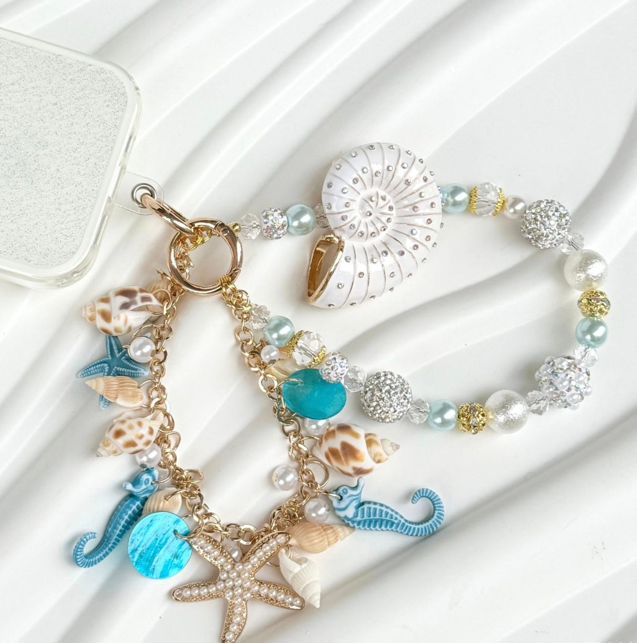 Handmade Luxury Green Dragonfly Rhinestone Beaded Phone Wrist Strap | Vintage Heavy Alloy Pendant Crystal Phone Charm Chain