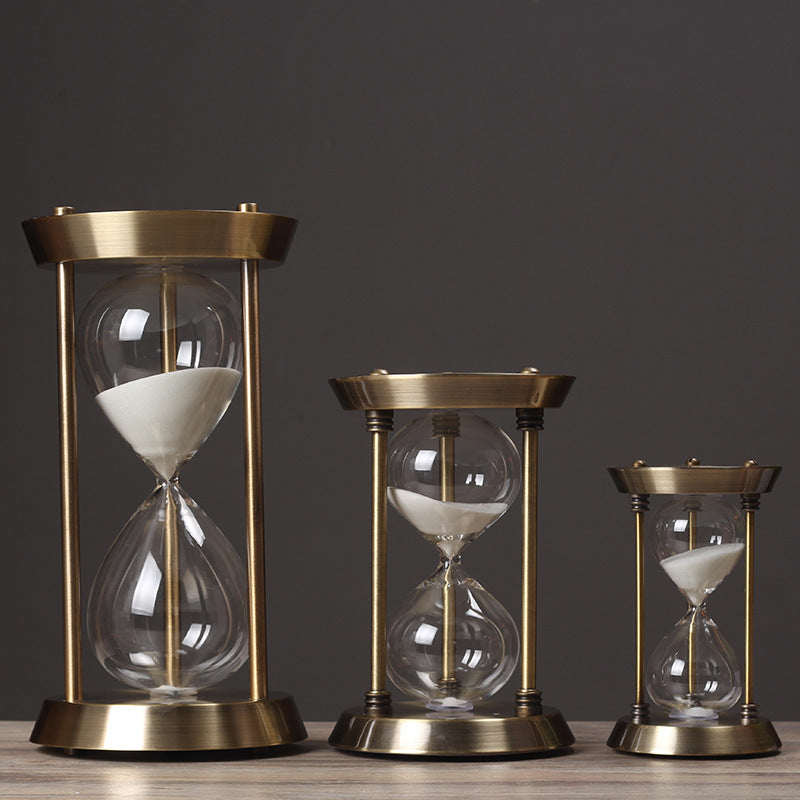 Wood‑Frame and Bronze Metal Sand Hourglass | Multi‑Color Decorative Sand Timer⏳