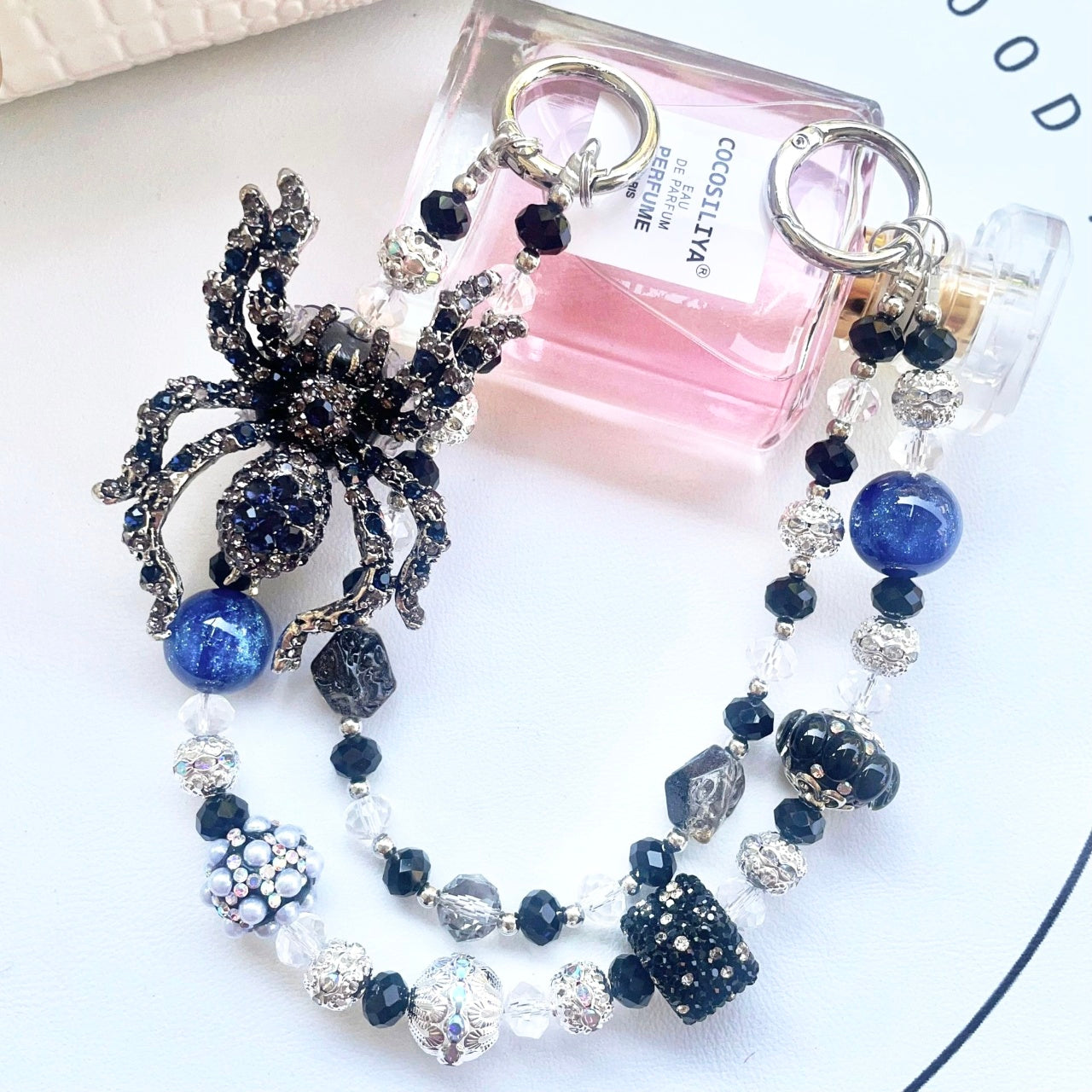 Handmade Luxury Green Dragonfly Rhinestone Beaded Phone Wrist Strap | Vintage Heavy Alloy Pendant Crystal Phone Charm Chain